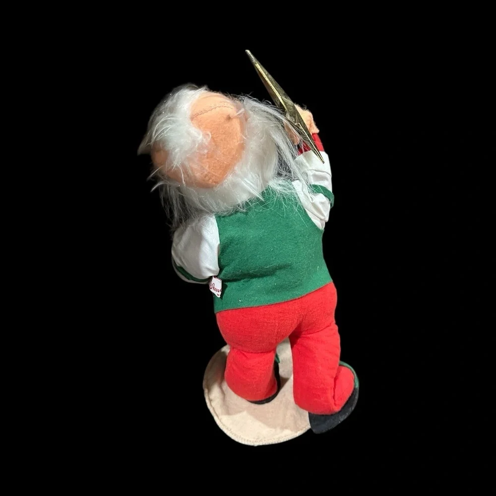 Annalee 1995 Santa w Gold Scissors Vintage Christmas Decor 14” Poseable Doll USA
